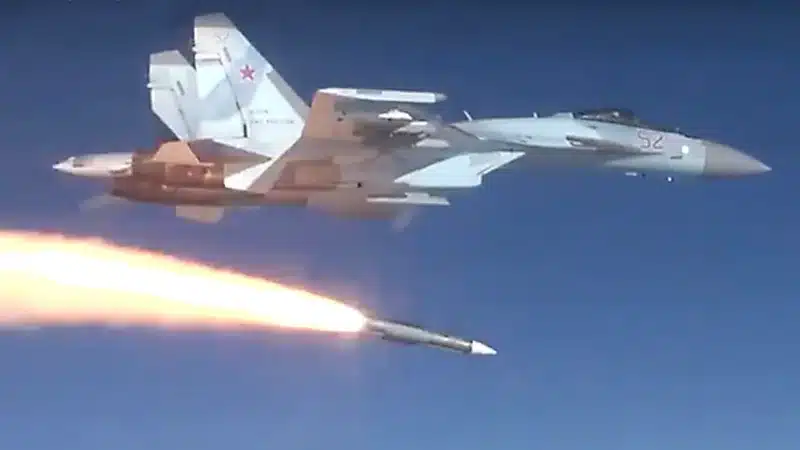 Su-35s fires an R-37M missile