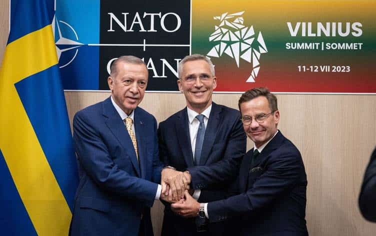 Erdogan Stoltenberg Kristersson Vilnius Analyses Défense | Coopération internationale technologique Défense | Europe